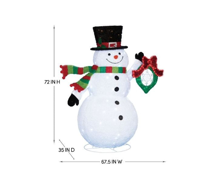 6ft Pre-Lit Twinkling Pop-Up Snowman with Wreath by Member's Mark