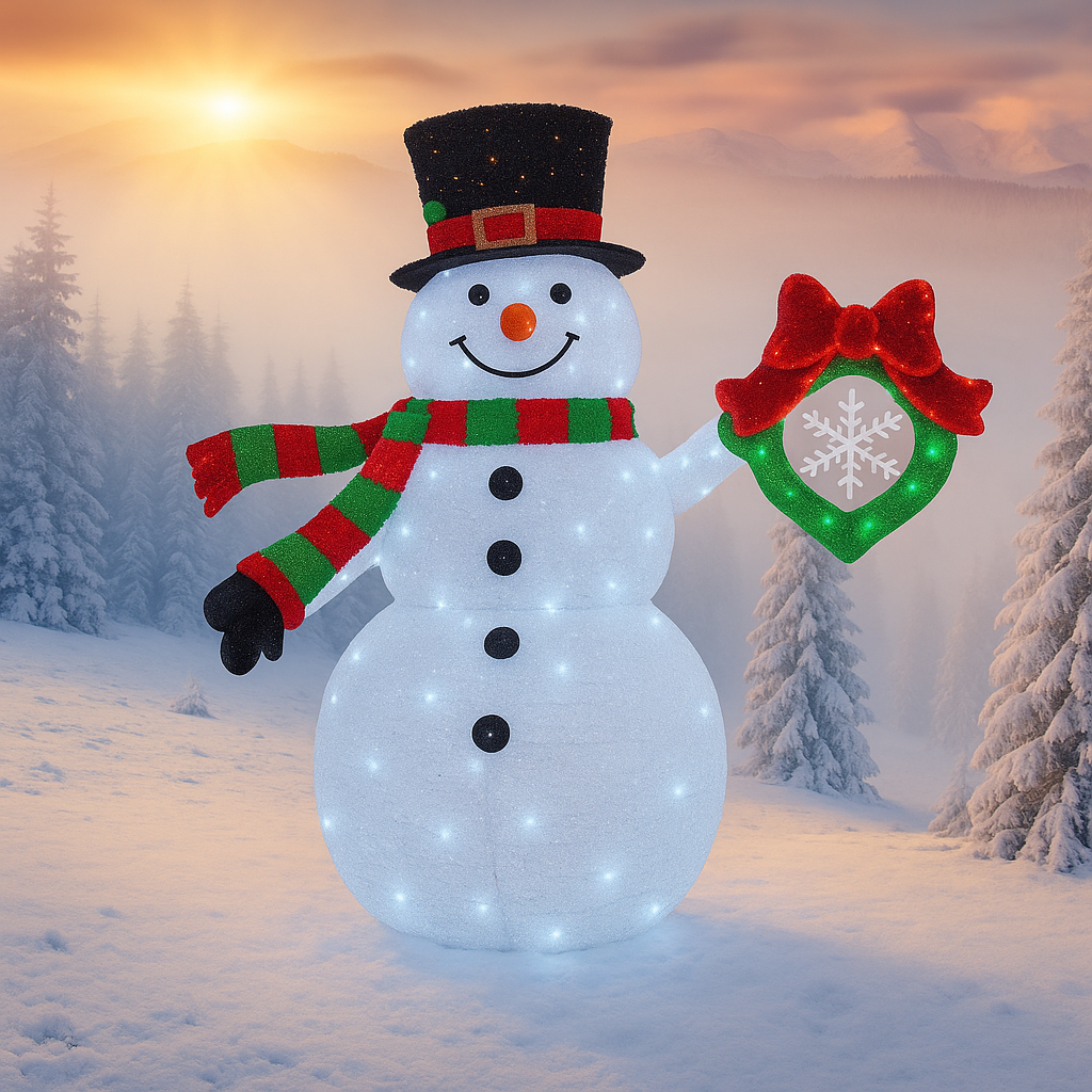 6ft Pre-Lit Twinkling Pop-Up Snowman with Wreath by Member's Mark